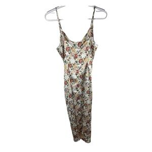 re:named Floral Satin Slip Dress Cottagecore Coquette Y2K Midi Cowl Neck Small
